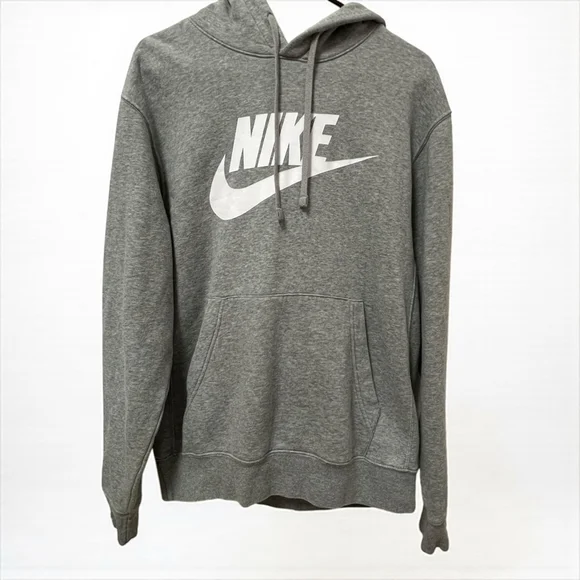 Nike Gray Pullover Hoodie Small Swoosh Logo Fleece Sweatshirt Men’s Size S - Picture 9 of 11